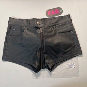 Andrew Christian Size "32" Faux Leather Look Zipper Shorts - Black